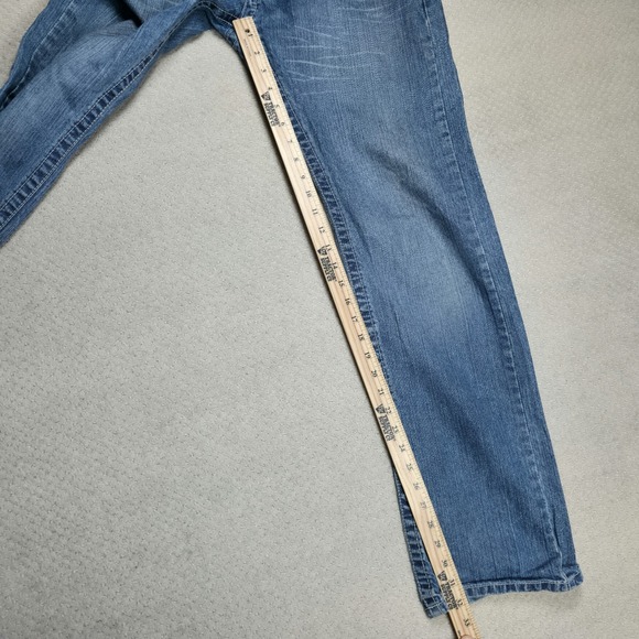 Request Jeans Mens 32x32 Y2K Bootcut Thick Stitch Embroidered Pockets Buckle - Picture 9 of 11